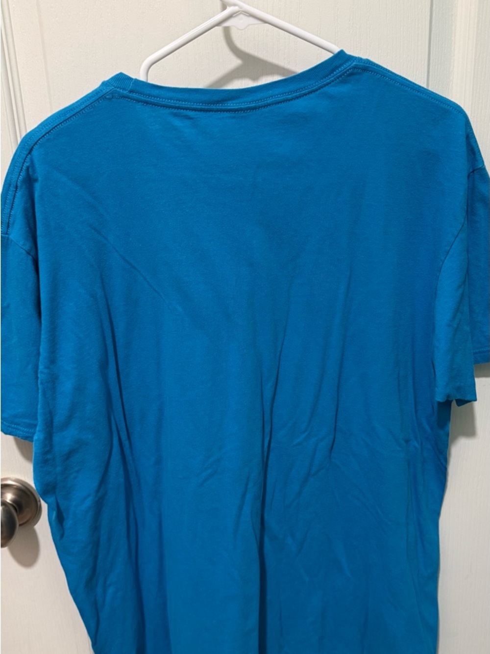 Quiksilver Men’s Teal Blue Short Sleeve Tee with Yellow Sunrise Graphic - Picture 3 of 3